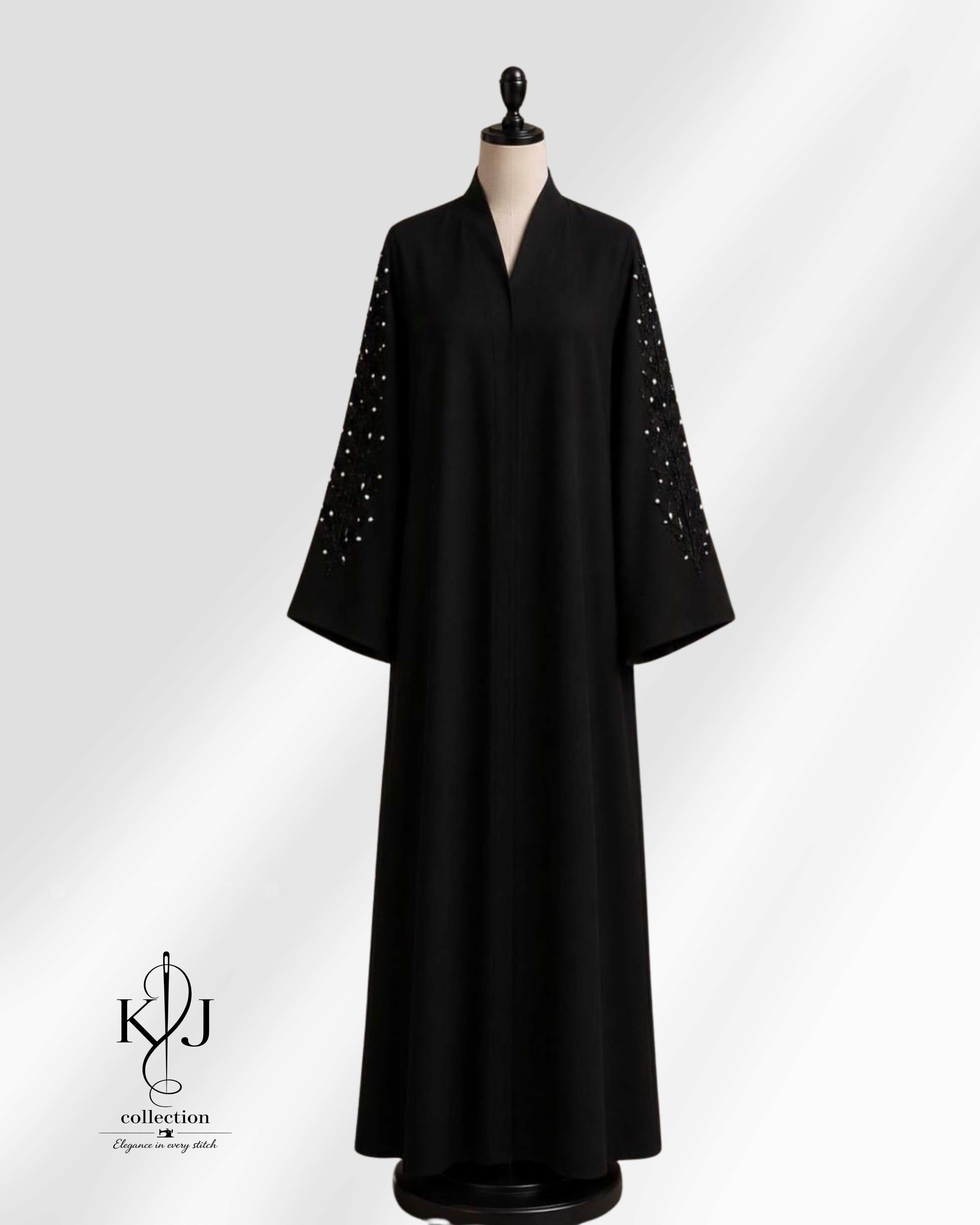Embellished Sleeve Open Abaya