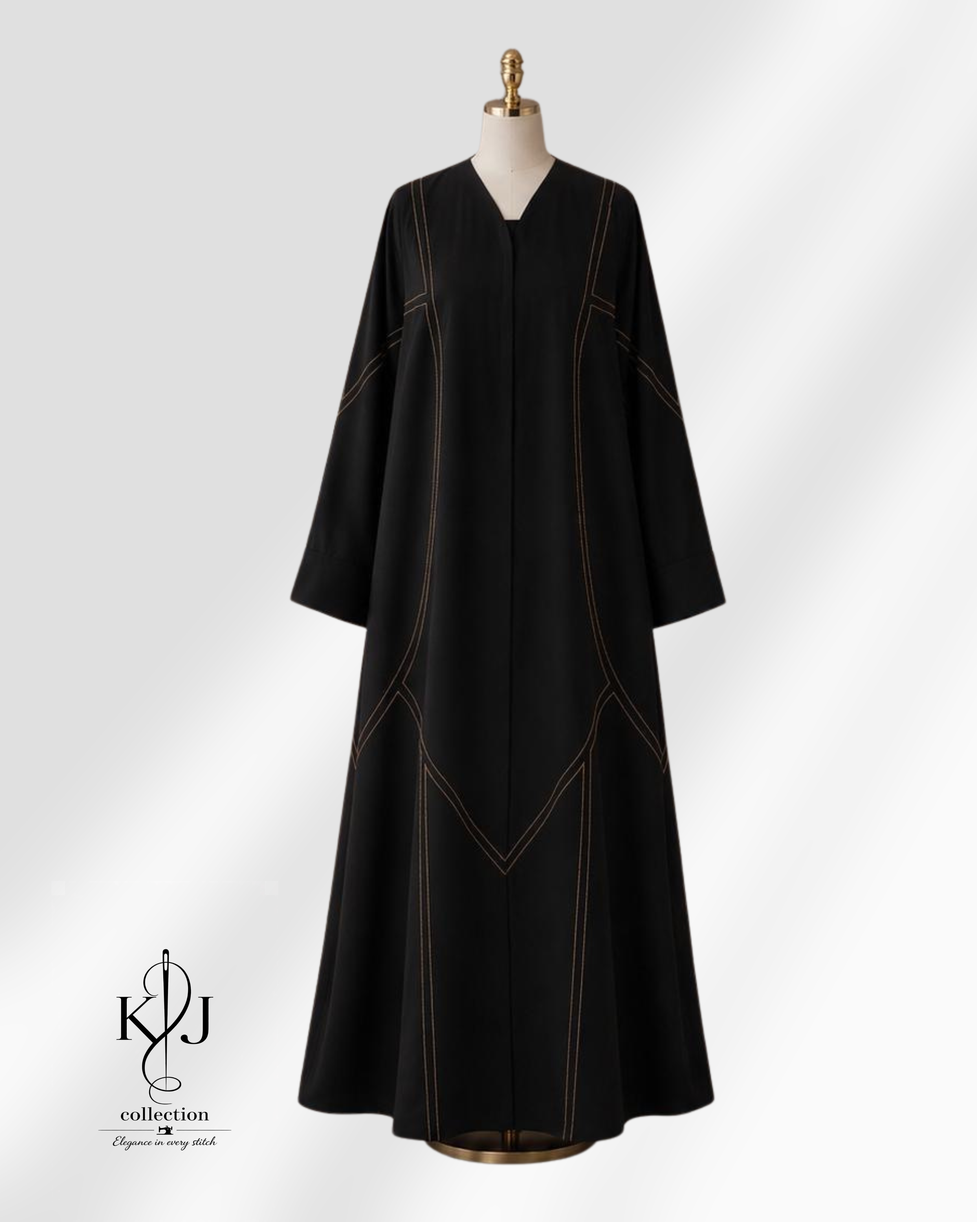 Contrast Stitching Open Abaya