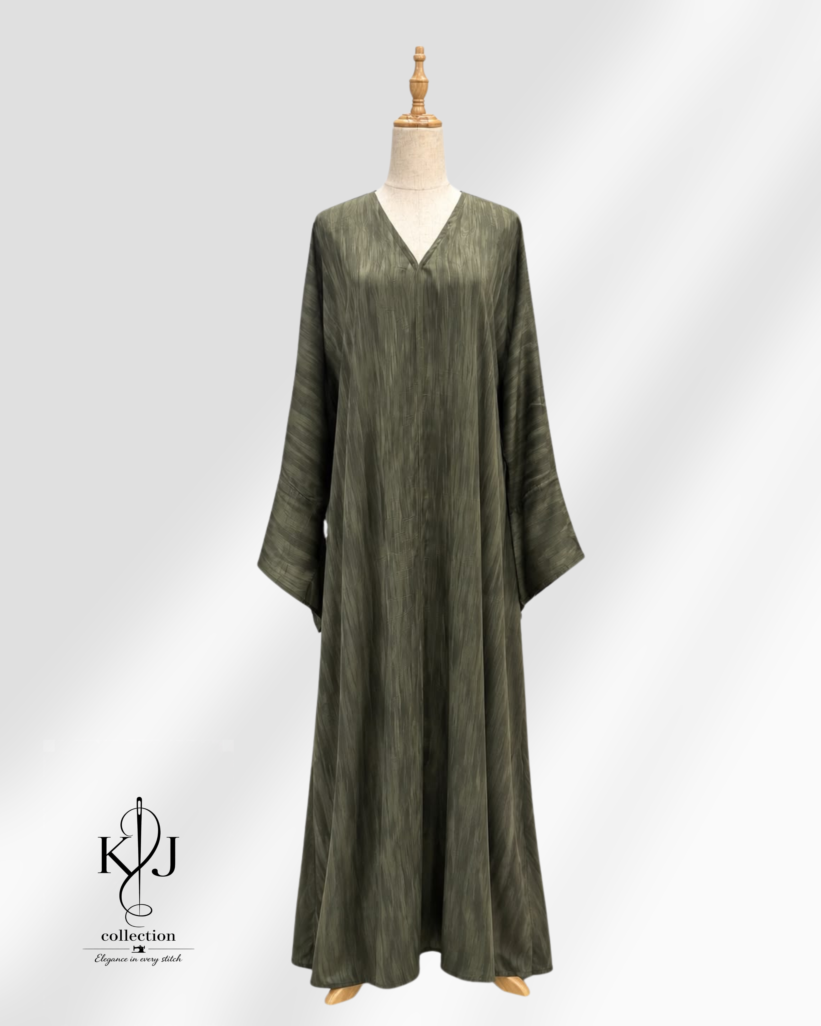 Olive Textured Fluid Abaya