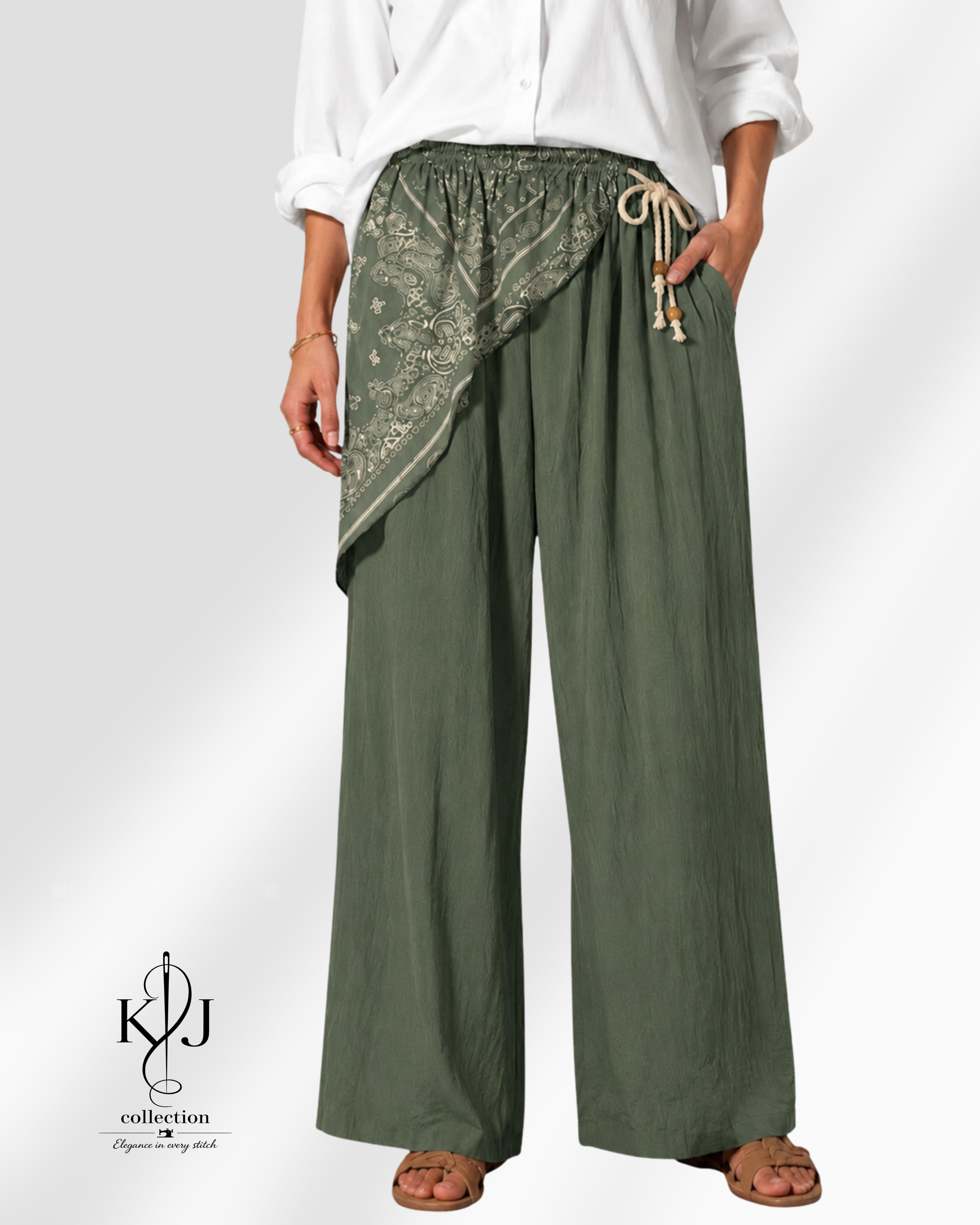 Boho Wide-Leg Wrap Pants