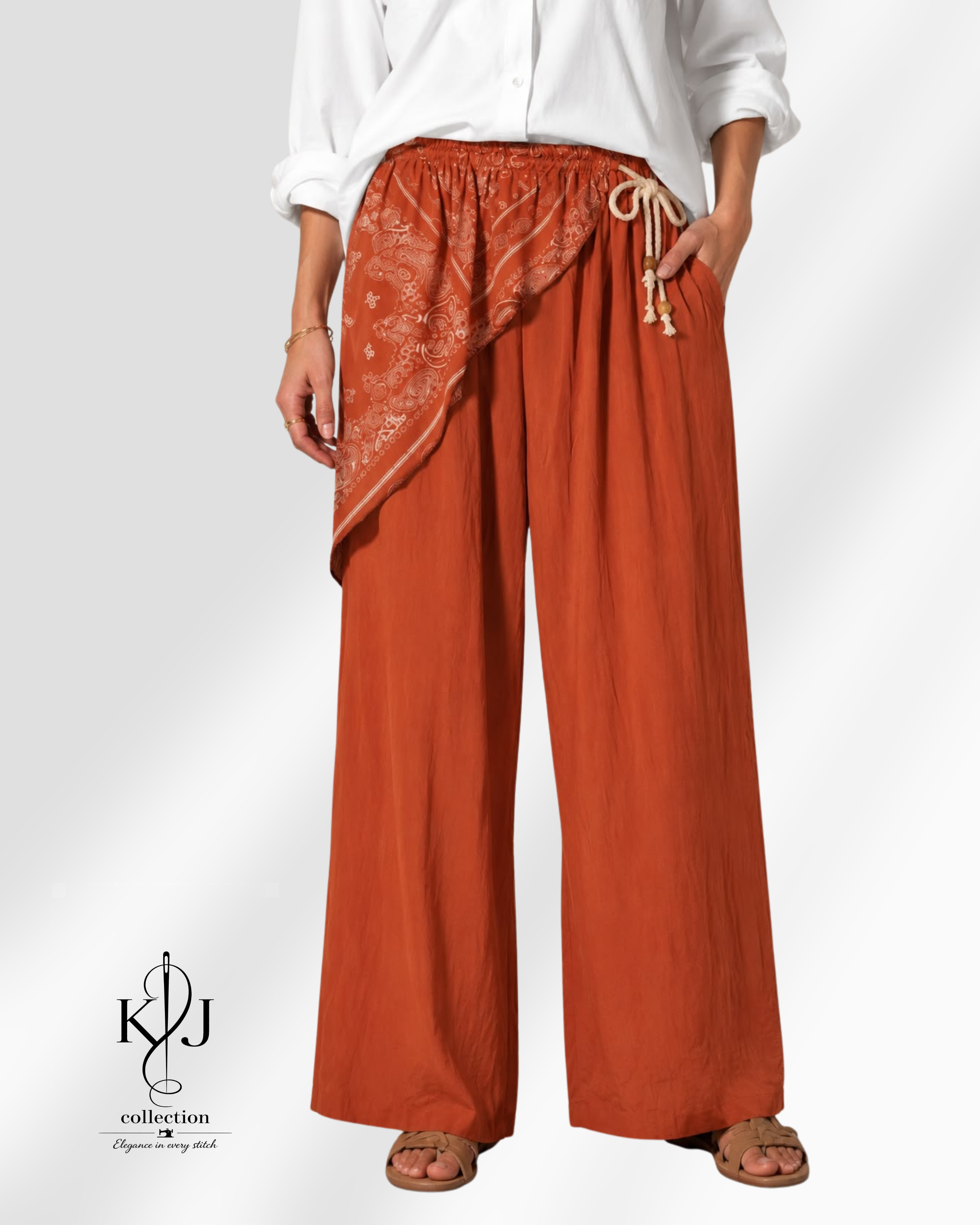Boho Wide-Leg Wrap Pants