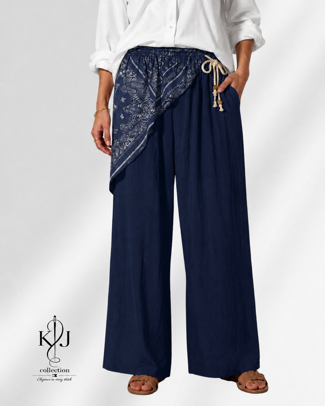 Boho Wide-Leg Wrap Pants
