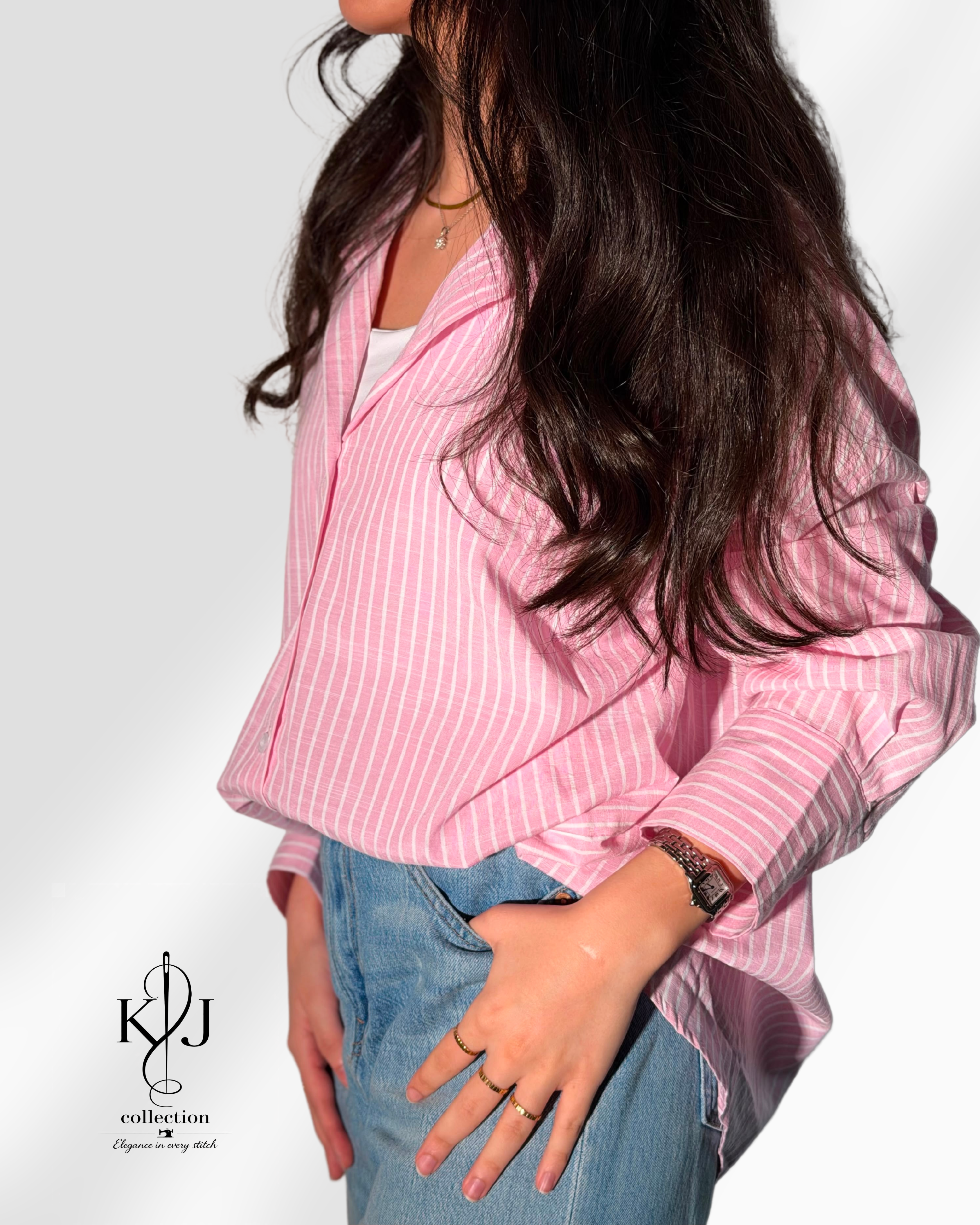 Relaxed fit striped button-up shirt