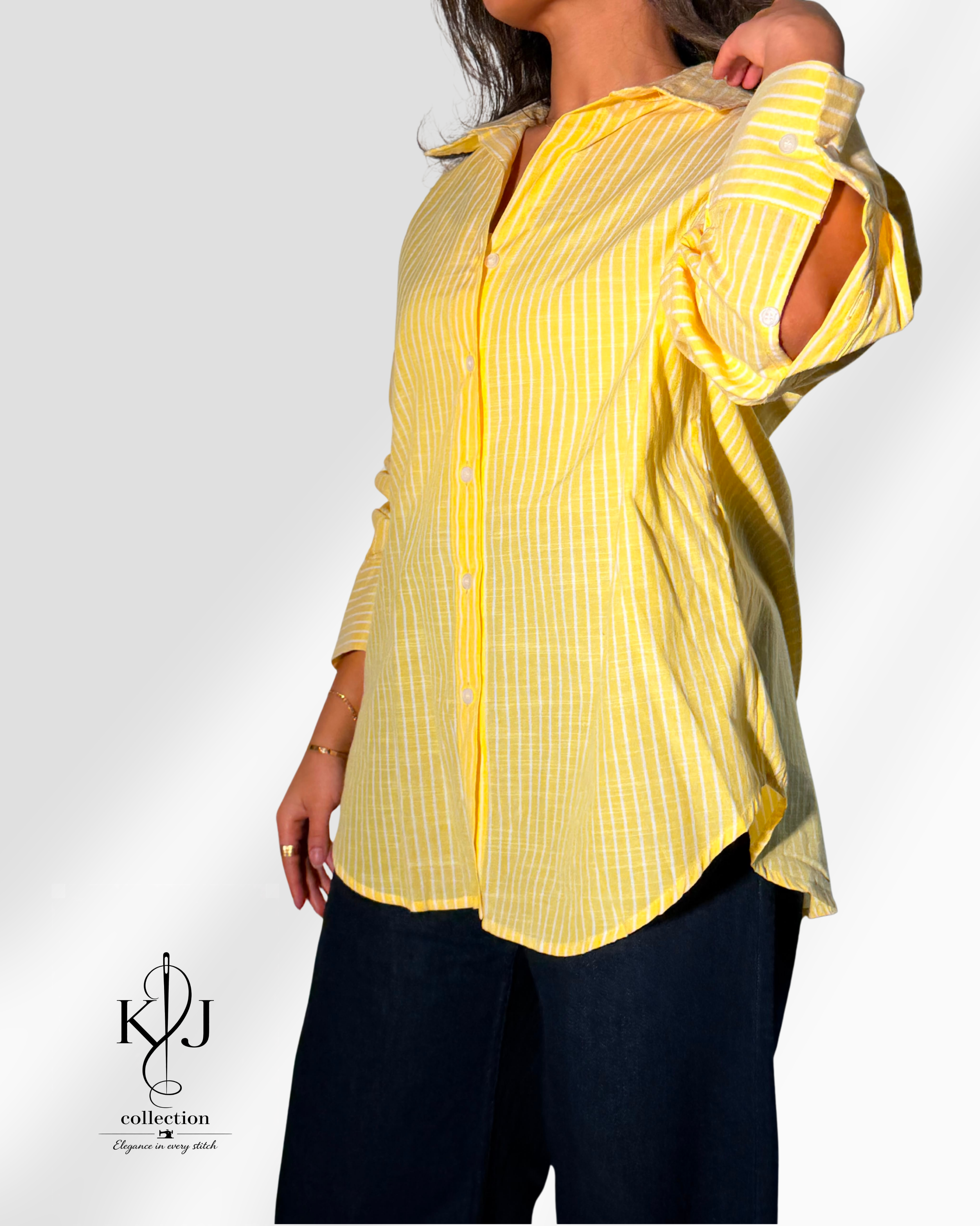 Relaxed fit striped button-up shirt